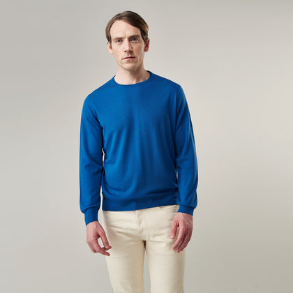 Ocean Blue Merino Kingston Crew Neck Jumper Image 4