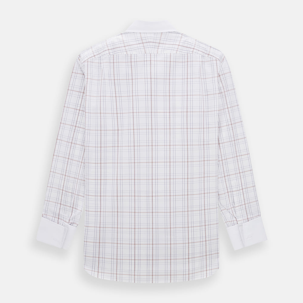 Purple Multi Plaid Check Shirt with Contrast Collar and Double Cuffs