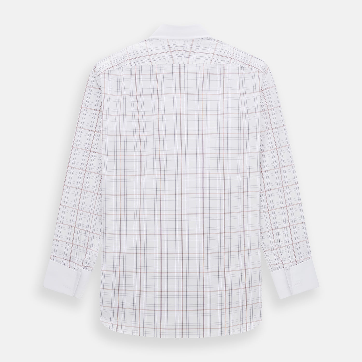 View 3 of product Purple Multi Plaid Check Shirt with Contrast Collar and Double Cuffs