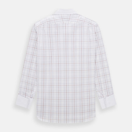 Purple Multi Plaid Check Shirt with Contrast Collar and Double Cuffs Image 2
