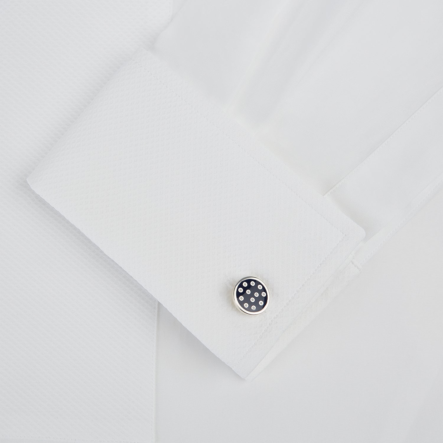 View 3 of product Navy Spotted Circle Enamel Cufflinks