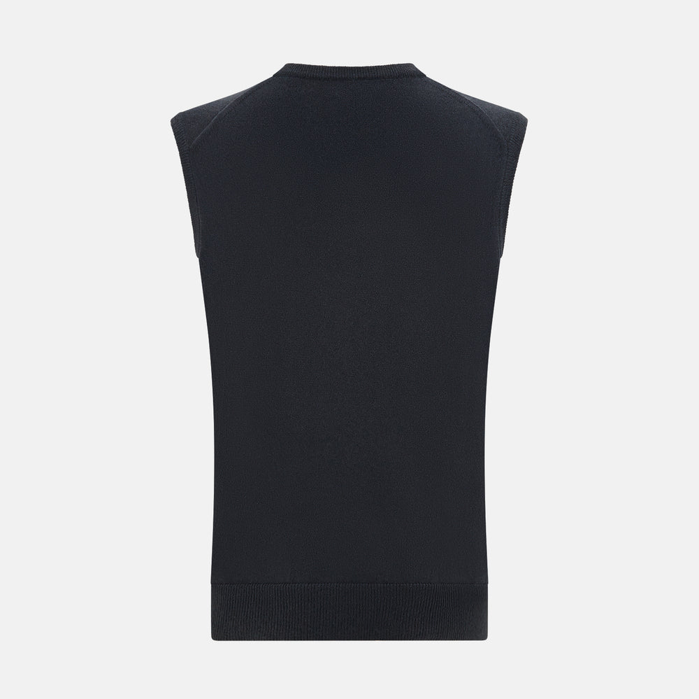 Dark Green Melange Cashmere V-Neck Vest