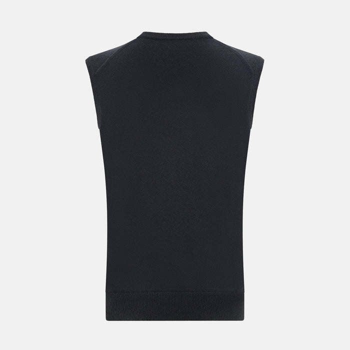 Dark Green Melange Cashmere V-Neck Vest Image 2