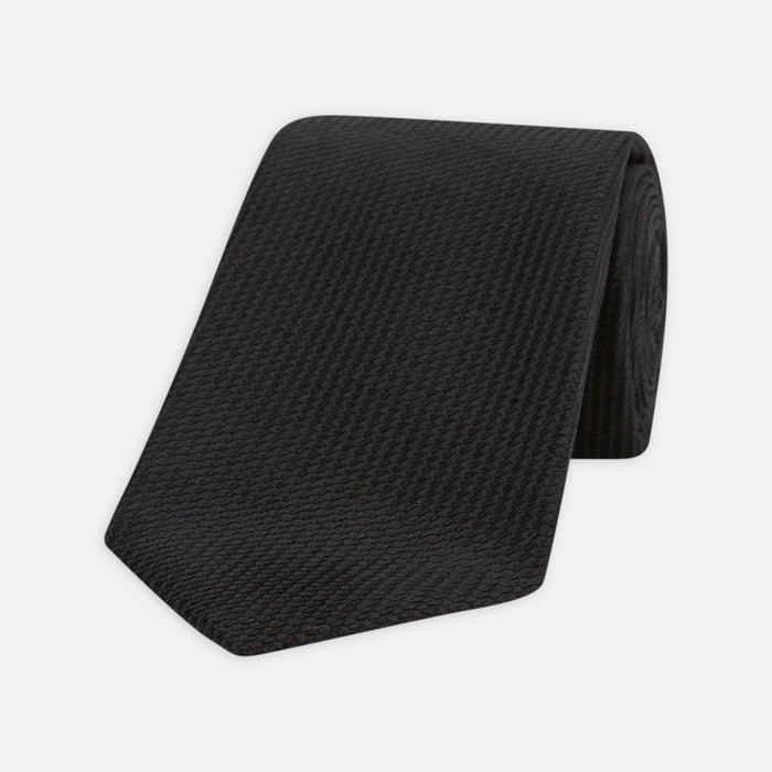 Seven-Fold Black Lace Silk Tie