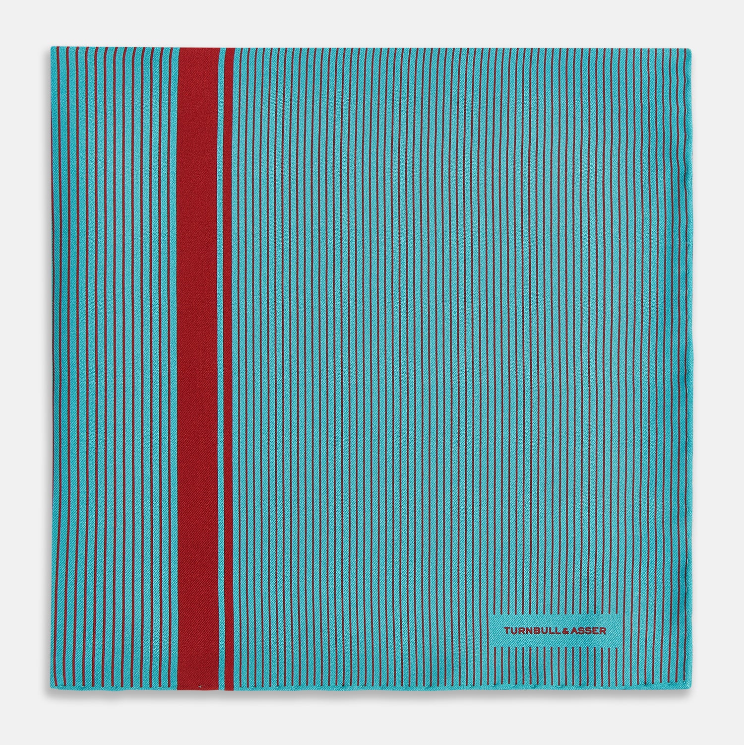 Image 3 of product Turquoise and Red Stripe Silk Pocket Square