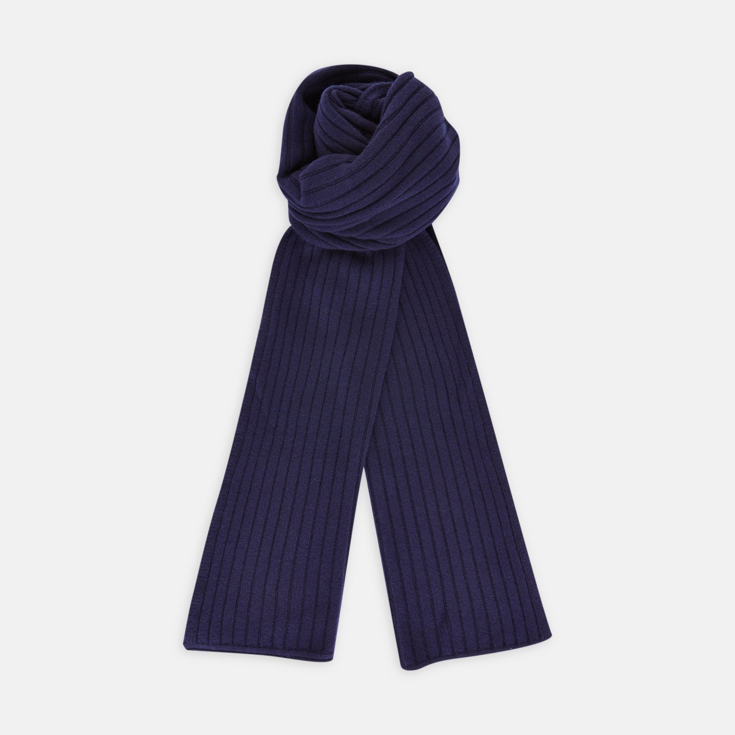 View 1 of product Navy Wide Rib Cashmere/Wool Scarf