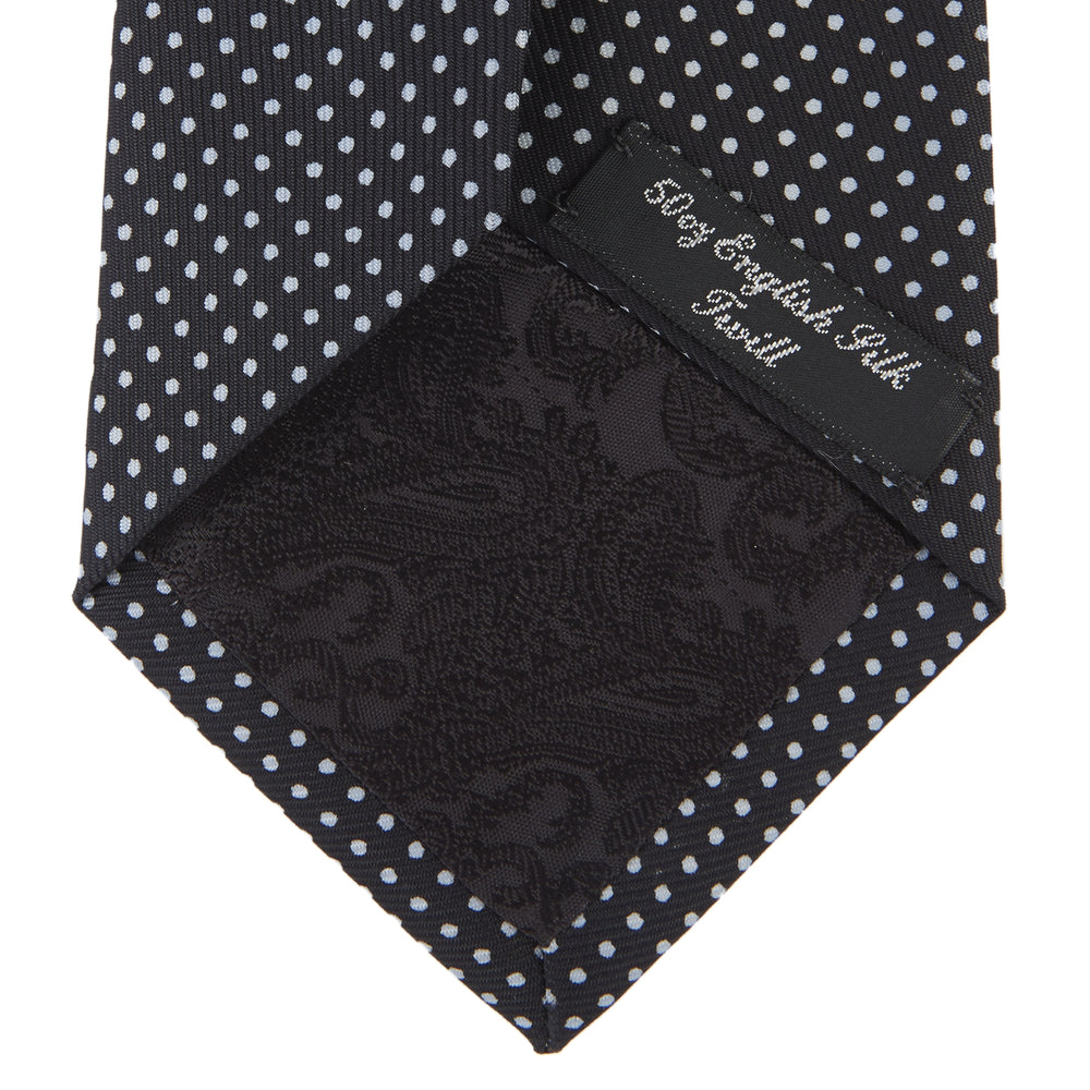 Black and White Spot Printed Silk Tie
