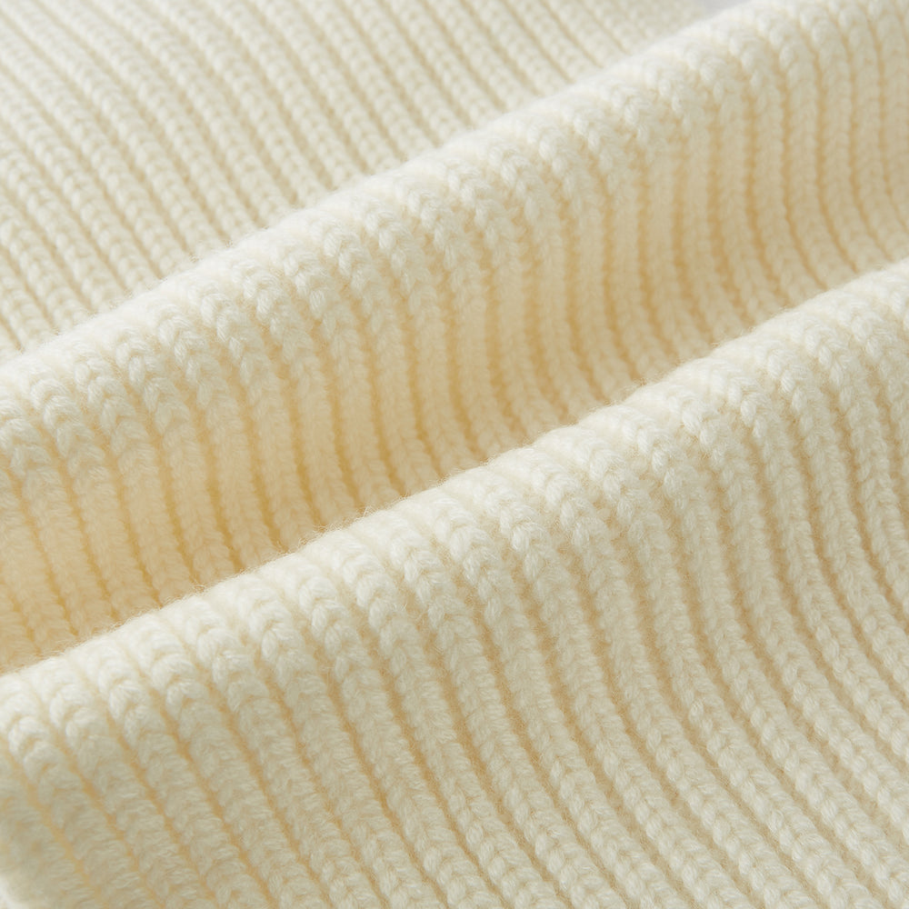 Ivory Rib-Knit Cashmere Scarf