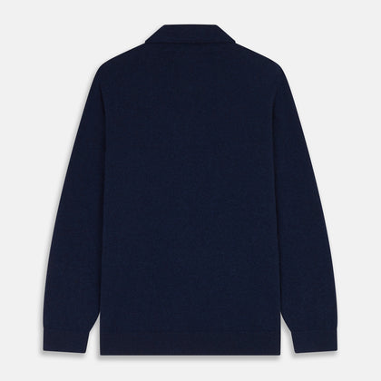 Navy Cashmere Duncan Knitted Shirt Image 3