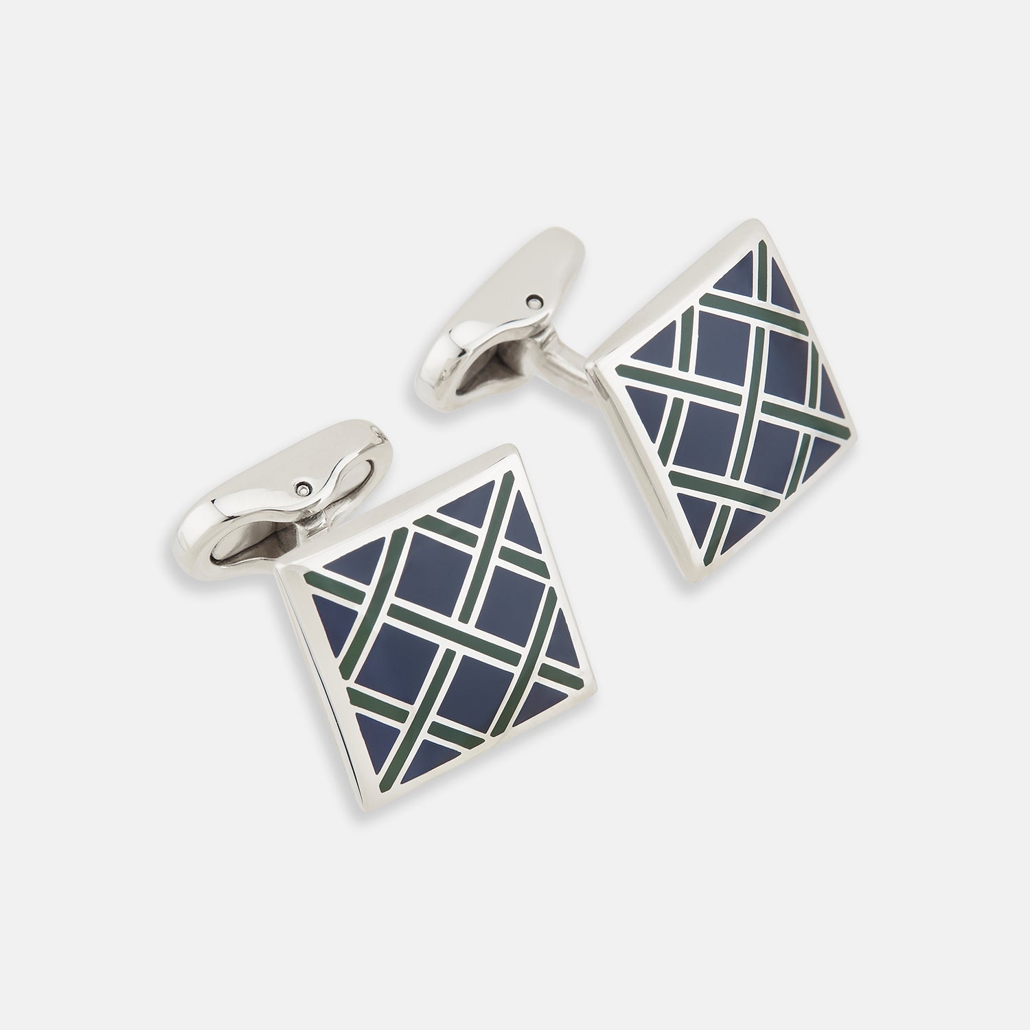 View 1 of product Blue Grid Square Cufflinks