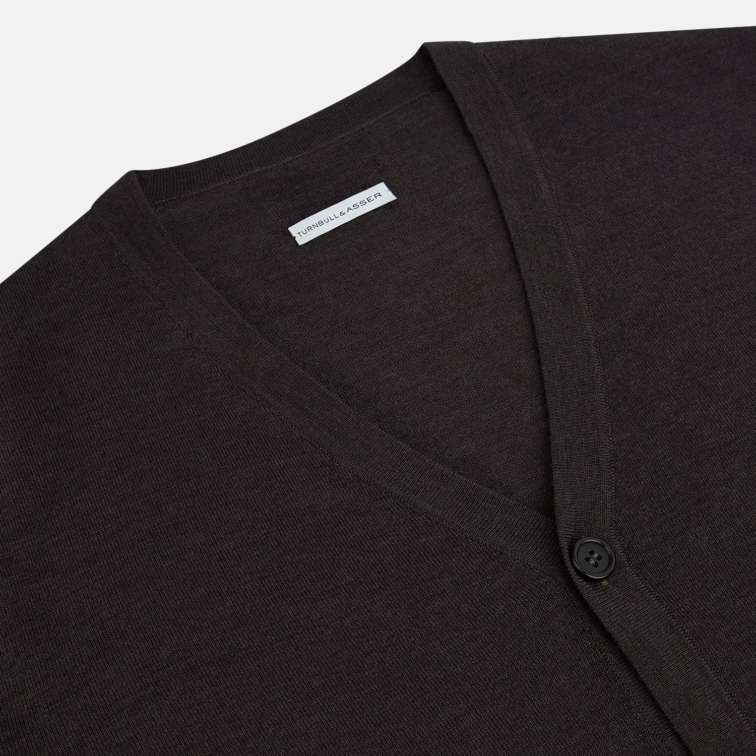 View 2 of product Brown Fine Merino V-Neck Cardigan
