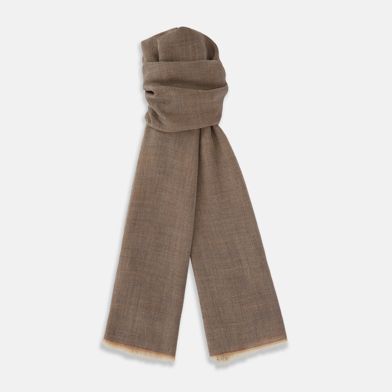 Camel and Grey Melange Cashmere Scarf