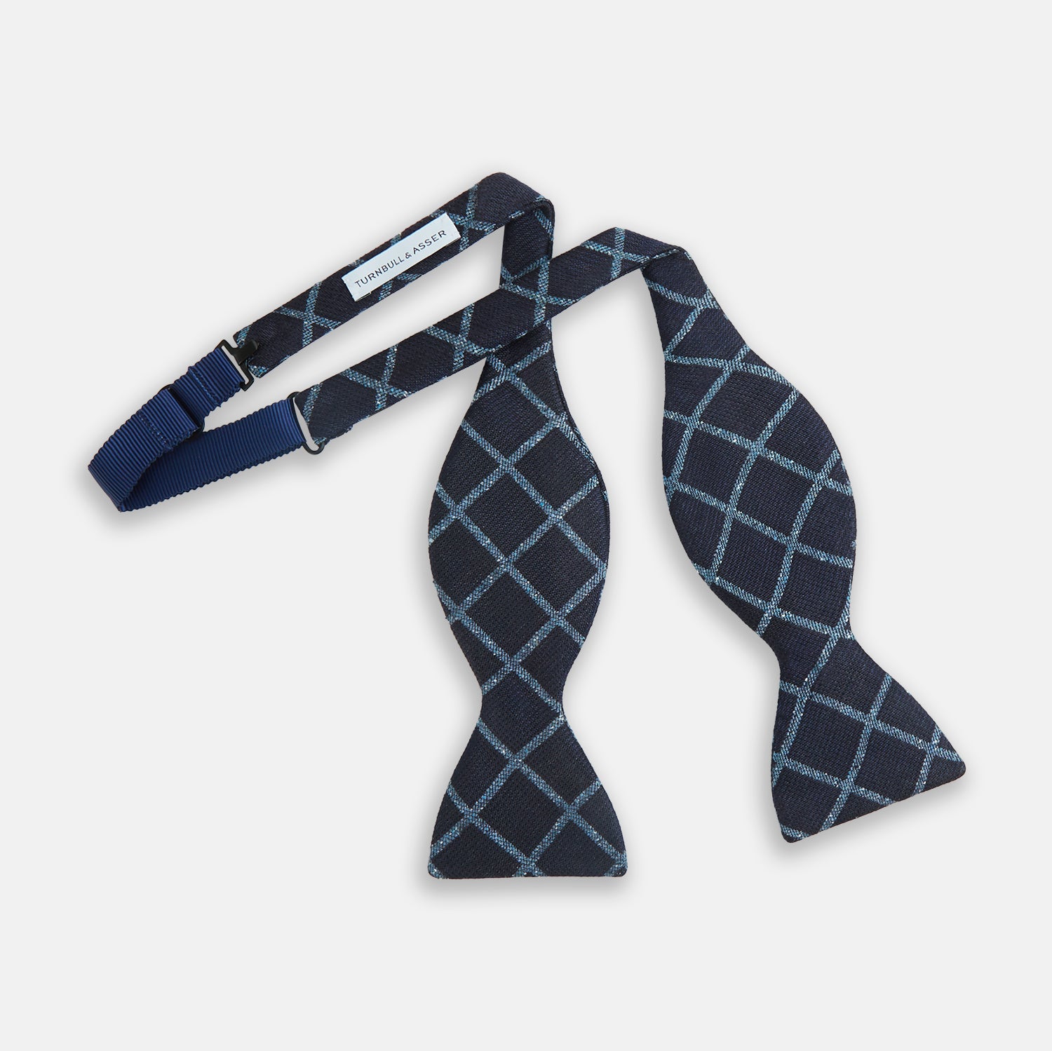 View 2 of product Blue Diagonal Check Silk Blend Bow Tie