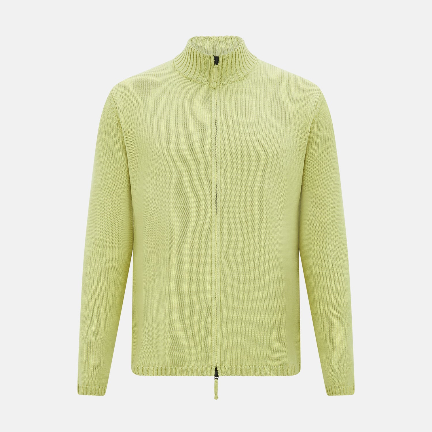 View 1 of product Melon Green Merino High Neck Zipped Cardigan