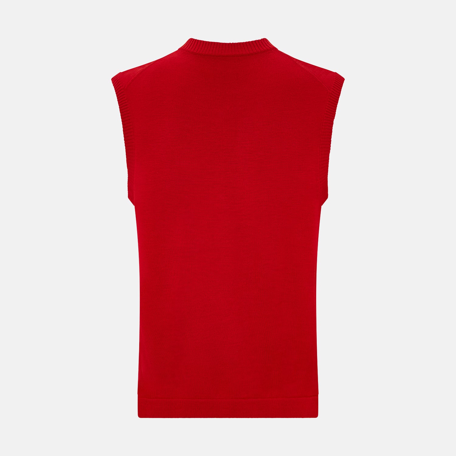 Red Fine Merino V-Neck Vest