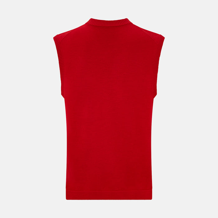 Red Fine Merino V-Neck Vest Image 2