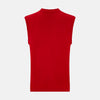 Red Fine Merino V-Neck Vest