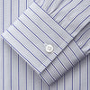 View 3 of product Navy & Blue Stripe Weekend Fit Shirt with Derby Collar and Single Button Cuffs