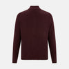 View 3 of product Burgundy Merino High Neck Zipped Cardigan