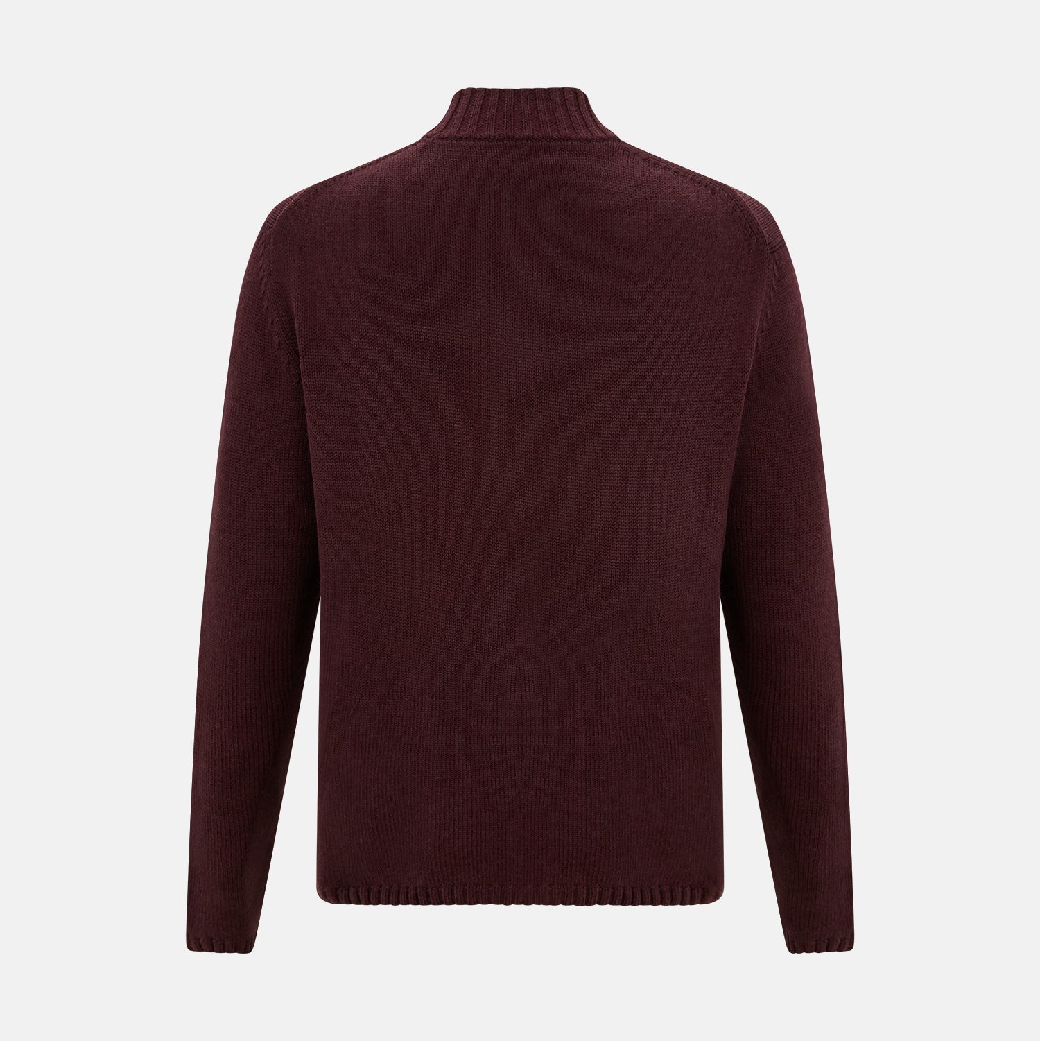 View 3 of product Burgundy Merino High Neck Zipped Cardigan