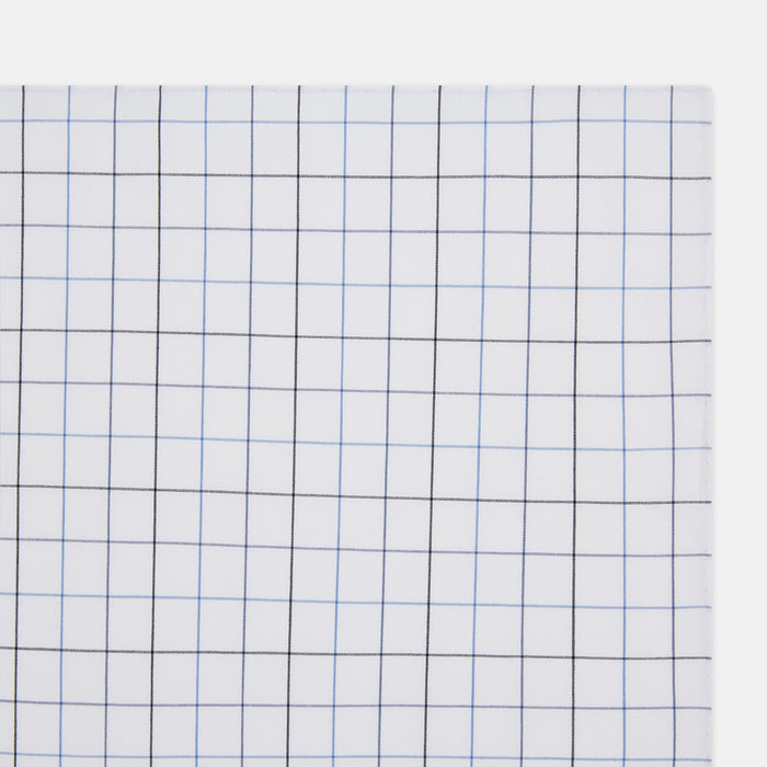 Hand Rolled Blue Grid Check Handkerchief Image 1