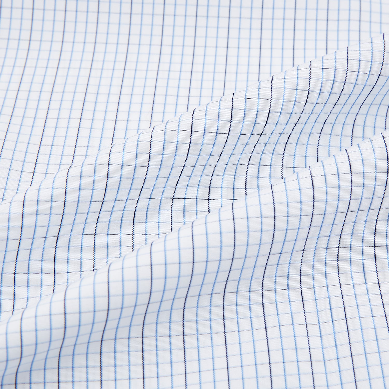 View 6 of product Pale Blue and Navy Grid Check Shirt with Contrast T&A Collar and Cuffs