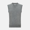 Grey Melange V-neck Cashmere Vest