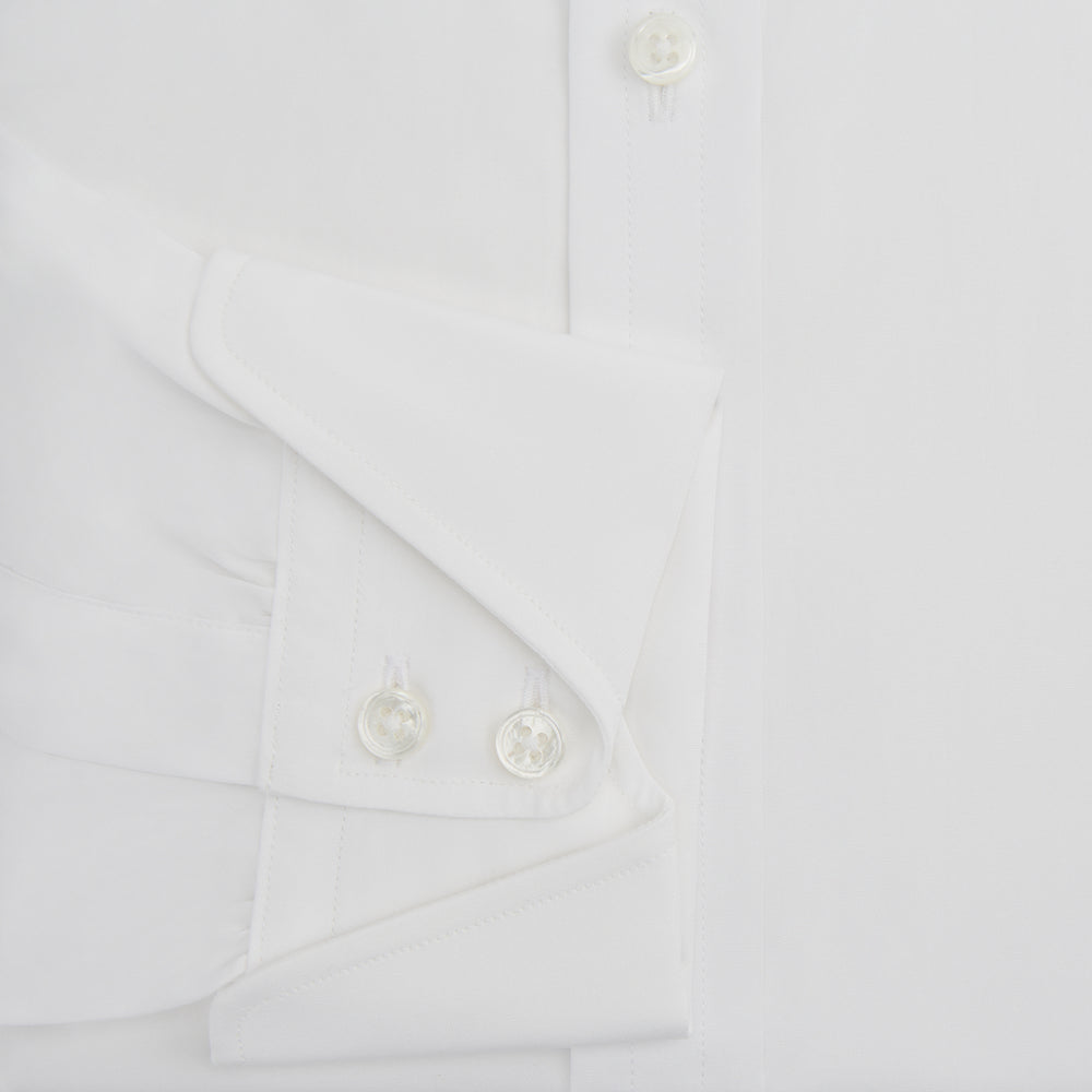 White Poplin Shirt With Regent Collar and 2-Button Cocktail Cuffs