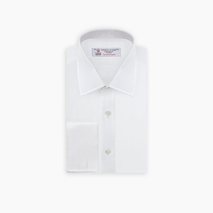White Herringbone Sea Island Quality Cotton Shirt with T&A Collar and Double Cuffs Image 4