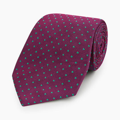 Antique Pink and Green Micro Dot Silk Tie Image 4