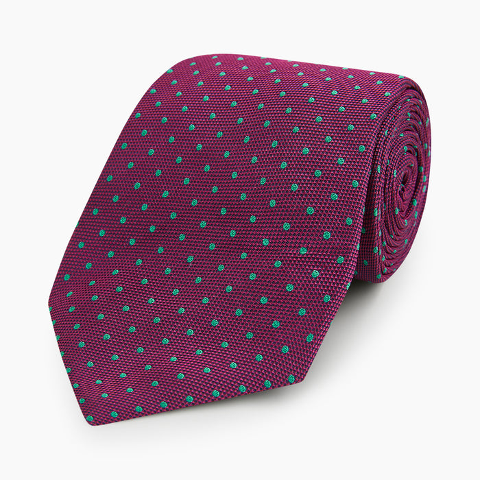 Antique Pink and Green Micro Dot Silk Tie Image 4