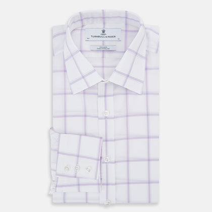 Lilac Grid Check Mayfair Shirt Image 4