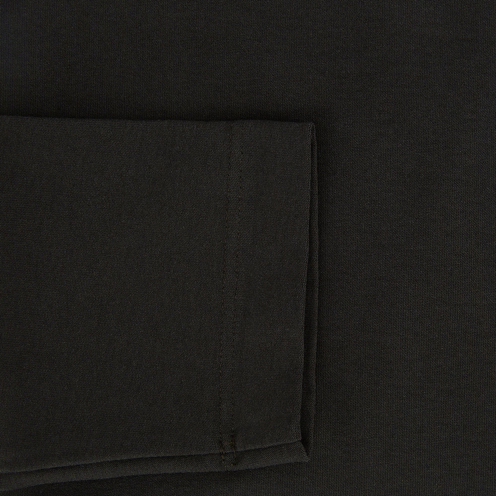 The Turnbull & Asser Dark Chocolate Long-Sleeve T-shirt features a minimalist crew neck design with no visible logos or patterns, shown laid flat on a white background for a versatile, understated look.
