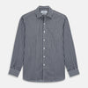 View 1 of product Navy Multi Stripe Weekend Fit Wool Shirt with Derby Collar and 1 Button Cuffs