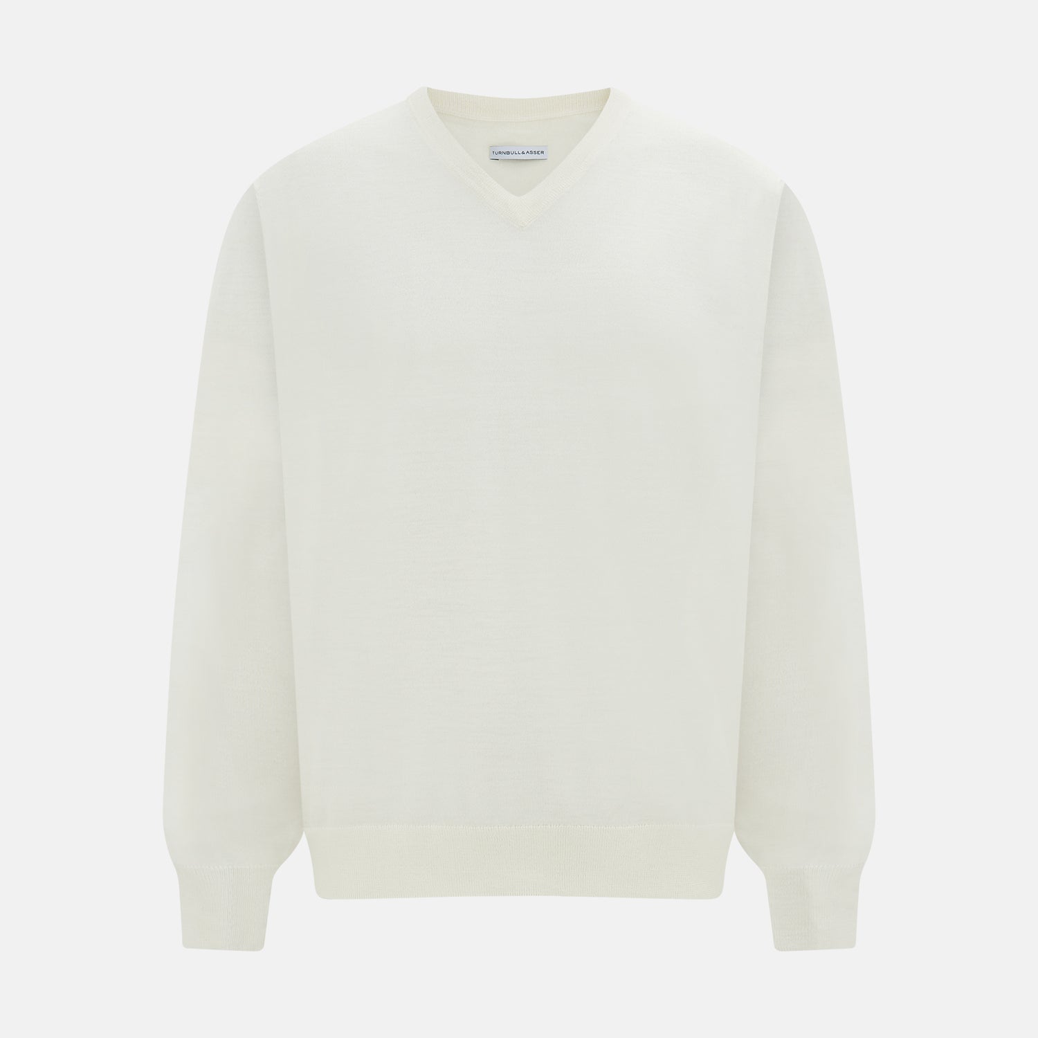 View 1 of product White Fine Merino V-Neck Jumper