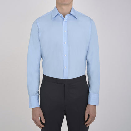 Light Blue Cotton Shirt with T&A Collar and 3-Button Cuffs Image 4