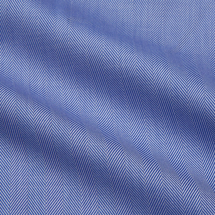 Blue Herringbone Tailored Fit Shirt With Kent Collar Image 1