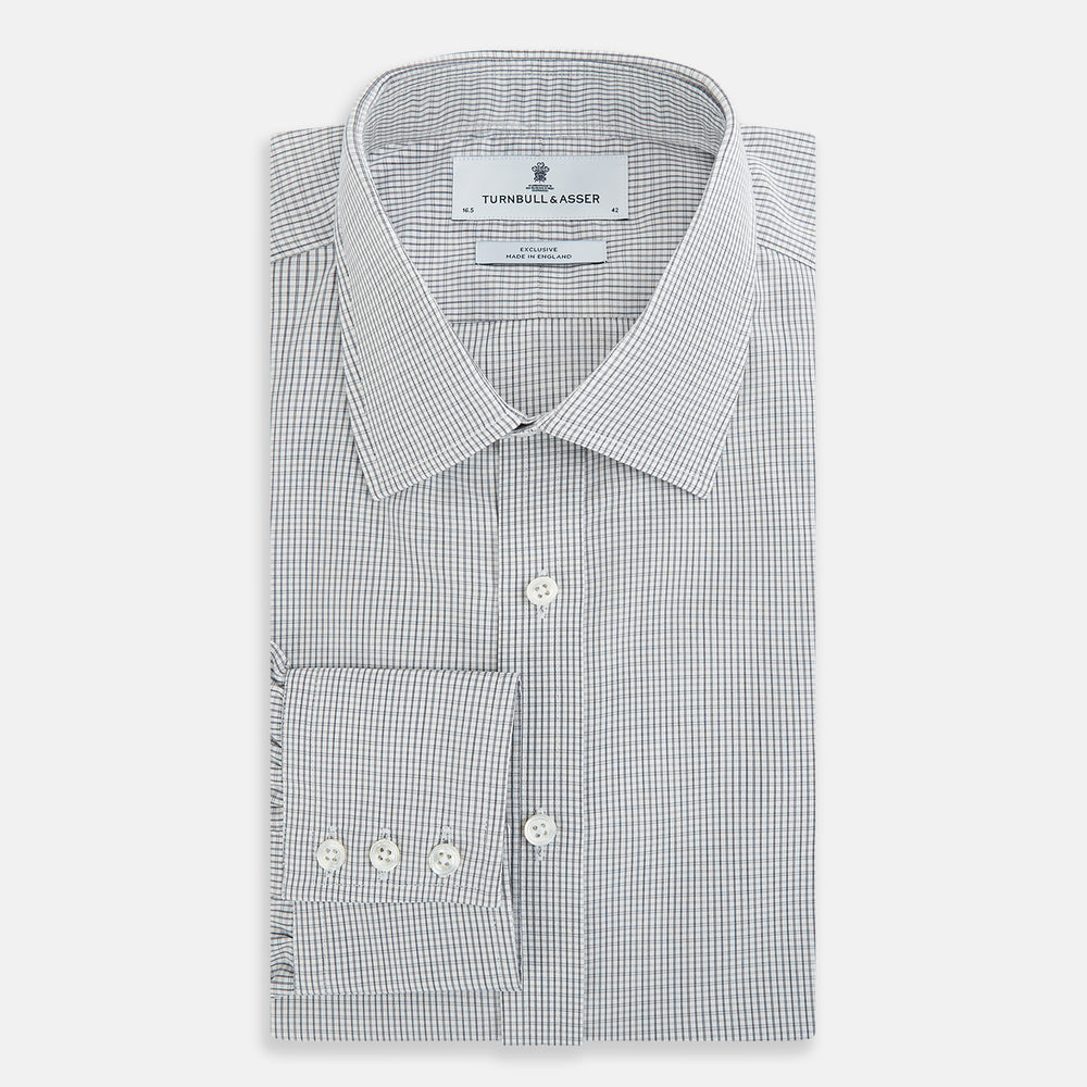 Midnight Blue Micro  Tattersall Check Mayfair Shirt