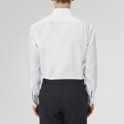 White Herringbone Sea Island Quality Cotton Shirt with T&A Collar and Double Cuffs Image 2