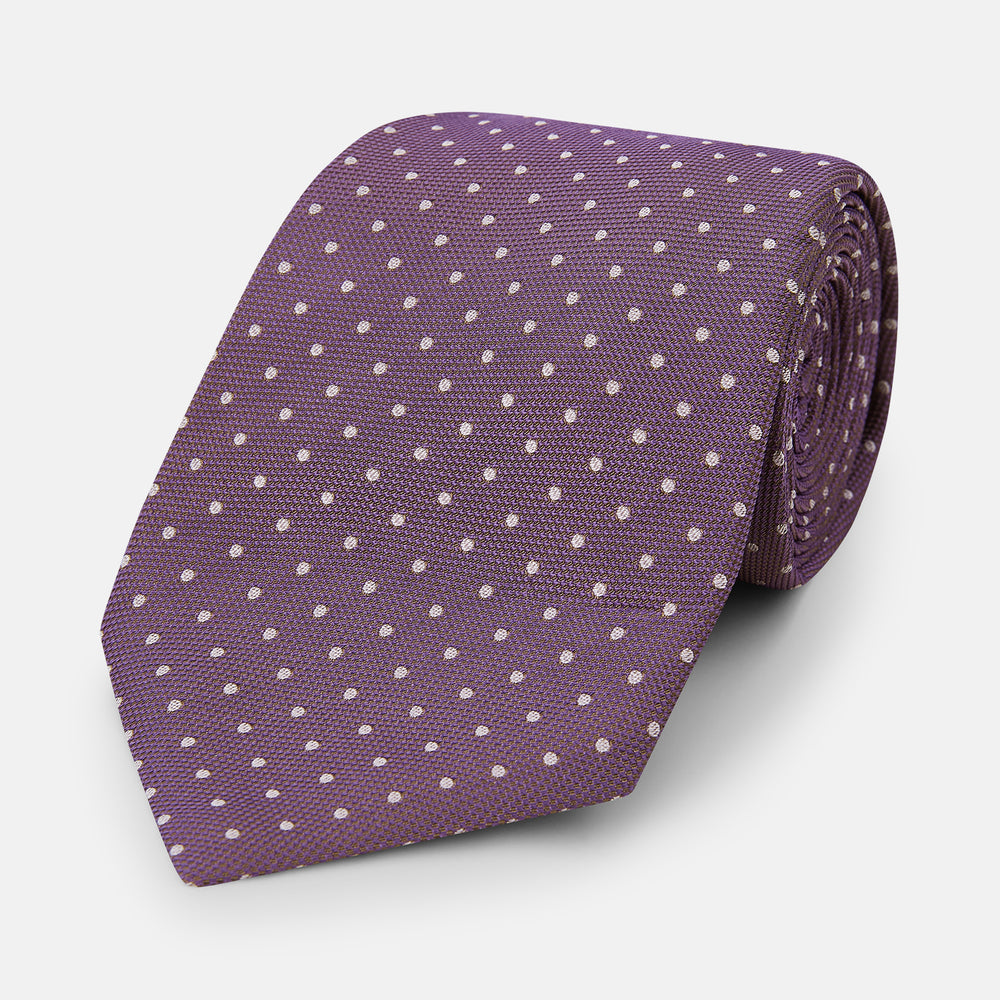 Lilac and Purple Micro Dot Silk Tie