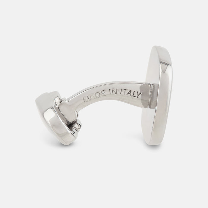 Brushed Silver Rounded Square Cufflinks Image 1