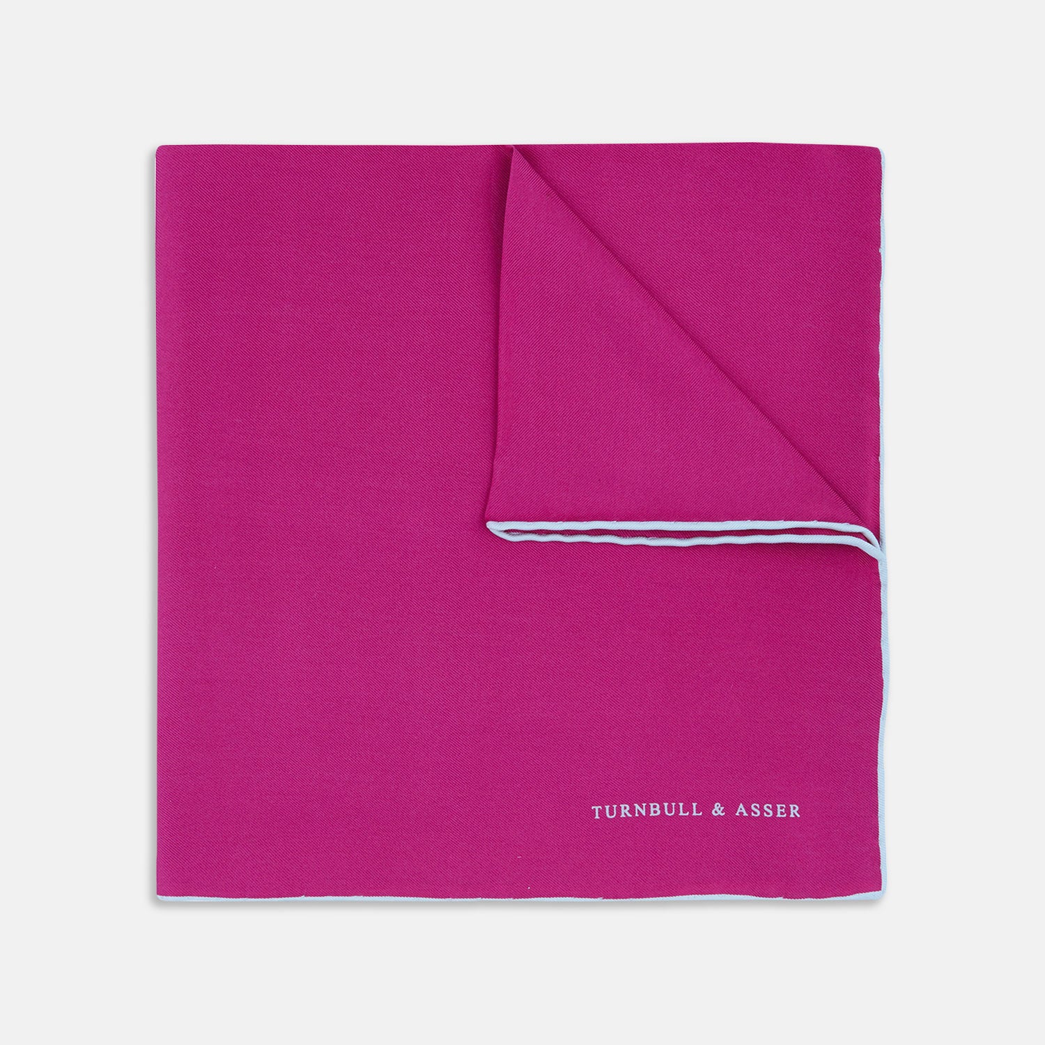 View 1 of product Fuchsia and White Piped Silk Pocket Square