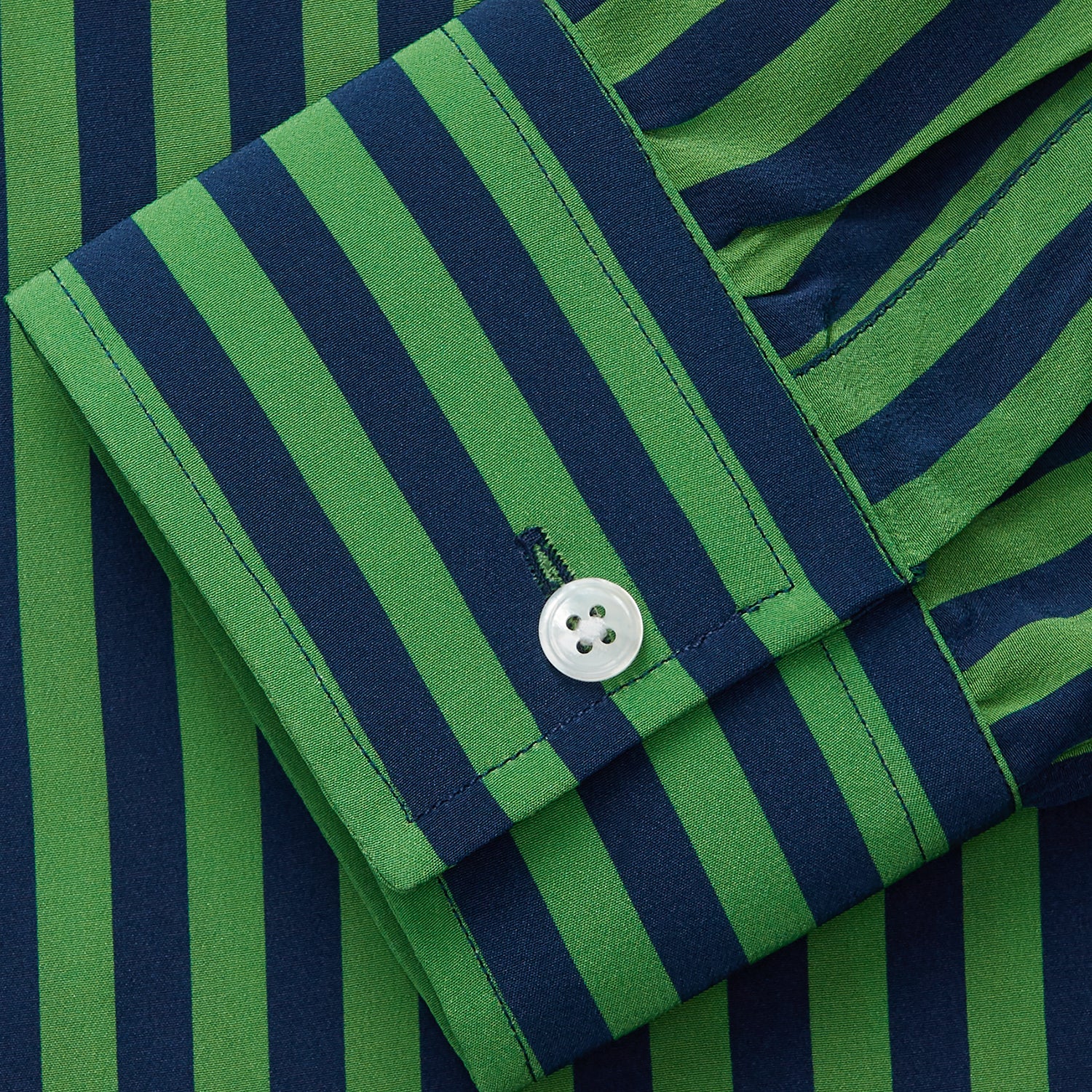 View 2 of product Green and Navy Candy Stripe Silk Weekend Fit Harold Shirt