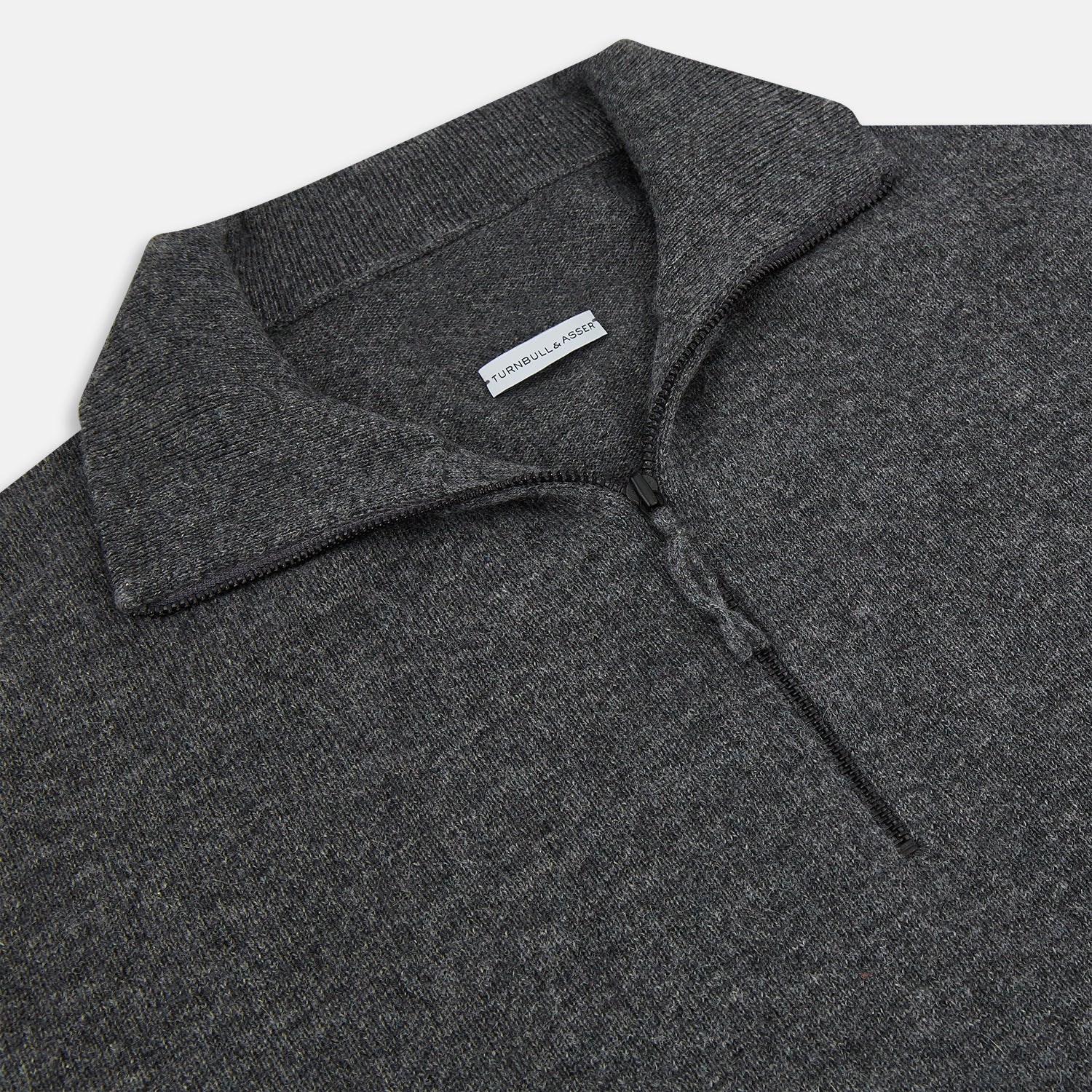 View 2 of product Charcoal Grey Melange Half-Zip Cashmere Jumper
