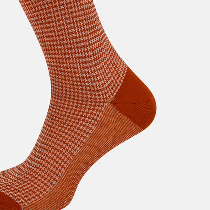SOCKS LONG COTTON HOUNDSTOOTH ROSE Image 3