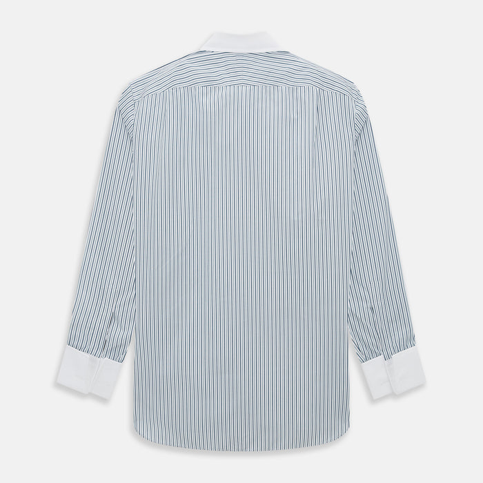 Green Double Stripe Shirt with Contrast T&A Collar and Cuffs Image 2