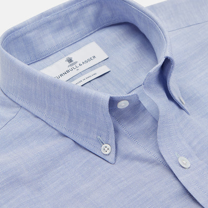 Mid-Blue Chambray Weekend Fit Shirt with Dorset Collar and 1-Button Cuffs Image 1
