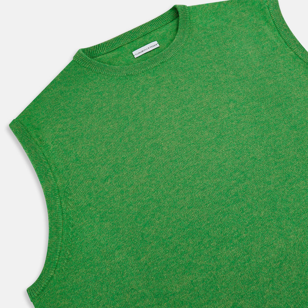 Grass Green Cashmere Round Neck Vest