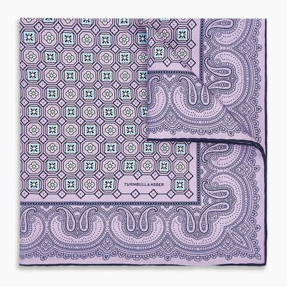 Lilac Floral Tile and Paisley Silk Pocket Square Image 5