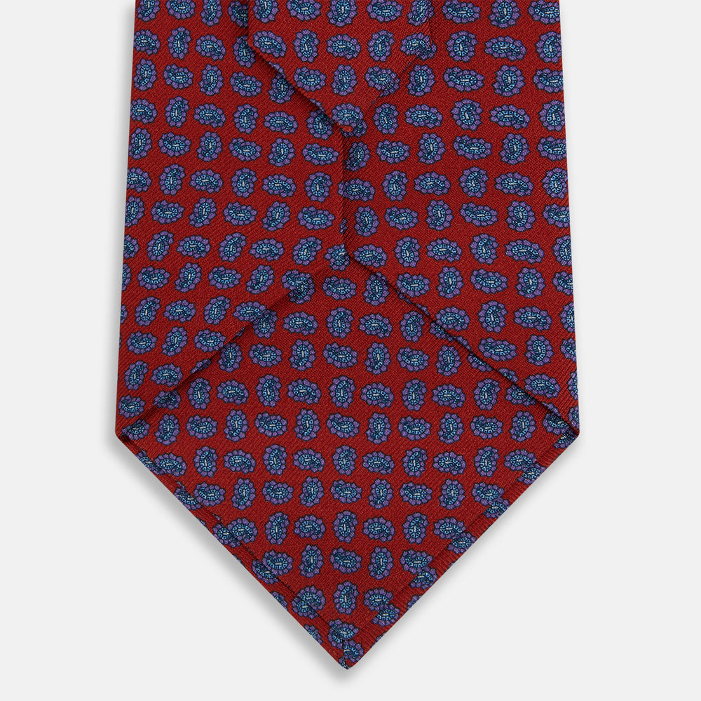 Red and Purple Miniature Paisley Silk Tie